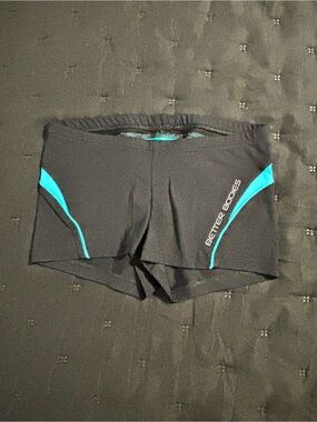 BETTER BODIES Black Shorts with Teal Interior Panel